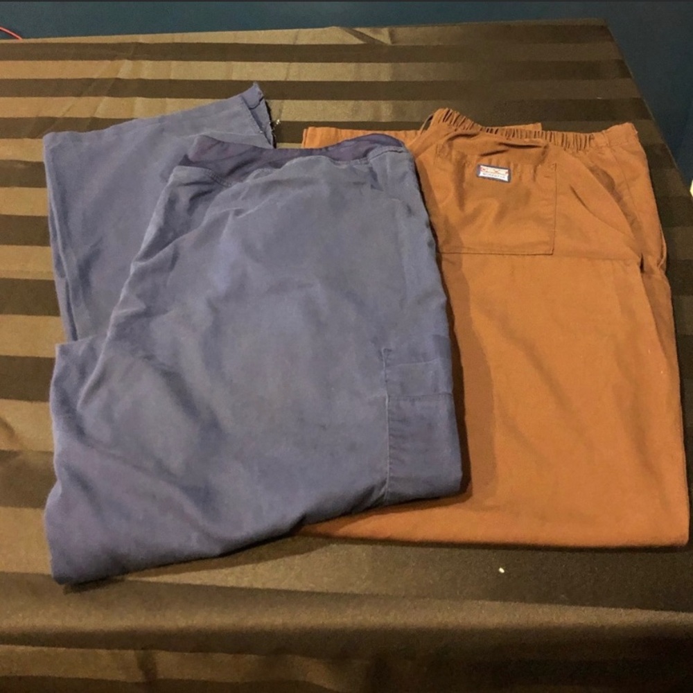 Women’s XL scrub pants Brown Blue work uniform